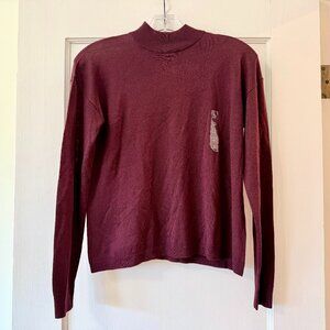 Uniqlo | Burgundy Merino Wool Mock Neck Sweater